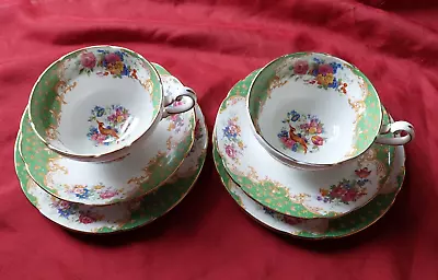 Buy Paragon Rockingham Green Tea Trio X 2 Cup Saucer & Tea Plate Lovely Condition. • 29.99£