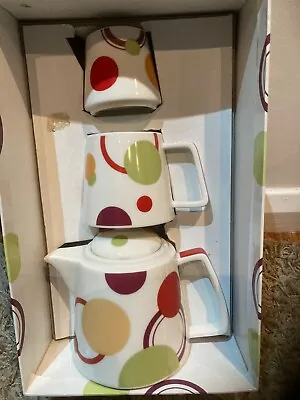 Buy Teapot Cup & Jug Dema Designs . Orbit .  Fine Bone China 3 Piece Set Funky • 14.99£