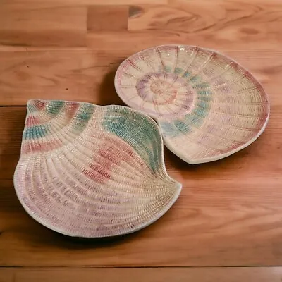 Buy Fitz And Floyd Omnibus Sea Shells Nautical Appetizer Serving Plates Set Of 2 • 13.28£