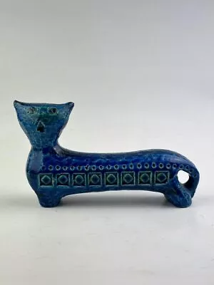 Buy BITOSSI Tube-shaped CAT In Rimini Blue Glaze, 18cm Long. Mid-century Vintage. • 165£