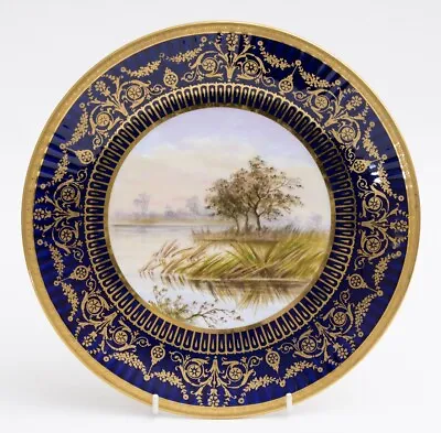 Buy Antique Wedgwood China Hand Painted Dessert/Cabinet Plate Wetland Grass Scene • 99.99£