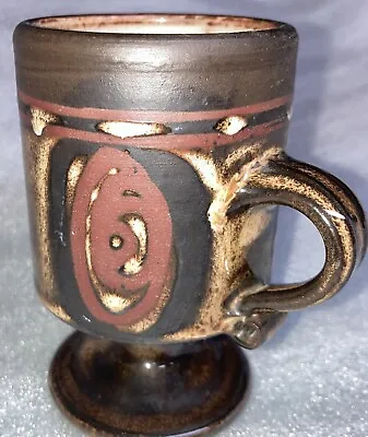Buy Briglin Studio Pottery Mug Swirls Spiral Design Pedestal 11cm Tall Vintage • 12.99£