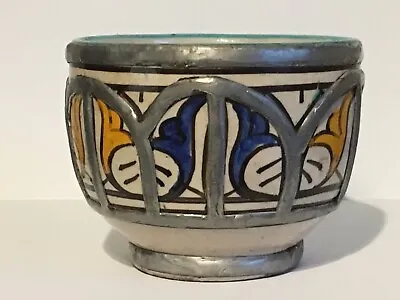 Buy Stunning Antique Islamic Iznik Pottery Bowl With White Metal Overlay • 9.99£