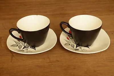 Buy Vintage Midwinter Carmen Red Roses Small Coffee Cups & Saucers X 2 Damaged. • 4.50£