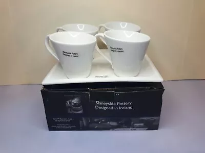 Buy Irish Slaneyside Pottery Set Of 4 Espresso Cups On Ceramic Stand - Unused New C • 19.99£