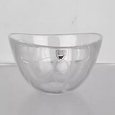 Buy Orrefors Art Glass Crystal Vase Bowl Signed Sweden Mid Century Swirl Pattern MCM • 16.95£