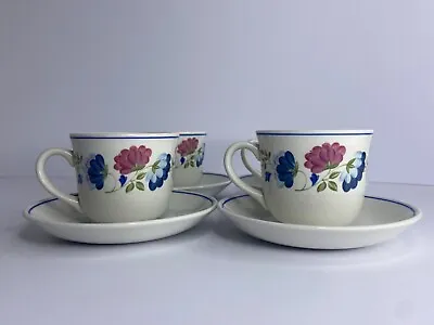Buy BHS Priory Tableware Floral Coffee Cup And Saucer Set Of 4 • 12.99£