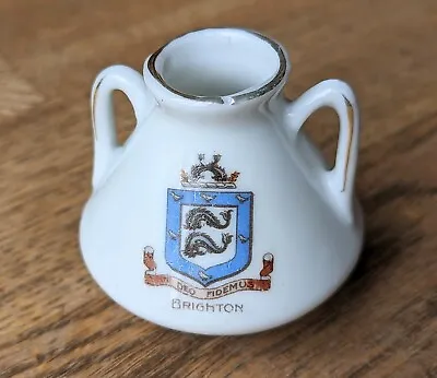 Buy Vintage 30's Brighton Crestware Miniature Handled Jug Urn Jar Posy Vase Ornament • 3.50£