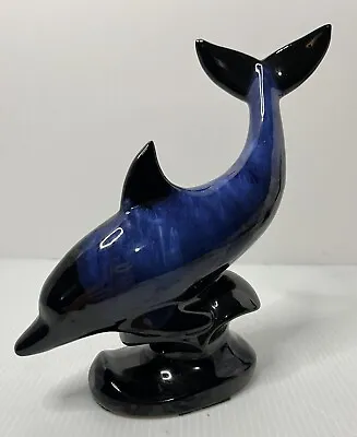 Buy Vintage Blue Mountain Pottery Dolphin Figurine Statue Cobalt Blue Black Glaze • 21.05£