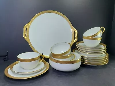 Buy White Golden Frank Haviland Limoges Bone China Tea Cups Saucers Tea Set • 150£