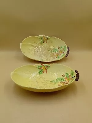 Buy 2 X Vintage Carlton Ware Made In England Yellow Candy Dish Green Leaf • 15£