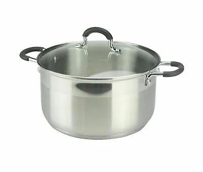 Buy Stainless Steel Casserole Stockpot Induction Base Large Deep Stock Pot Glass Lid • 23.87£