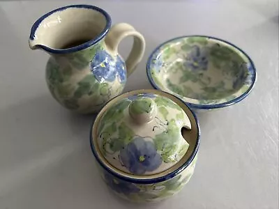 Buy Trio Of Pottery Made In Zimbabwe - Creamer Jug - Sugar Bowl - Small Bowl • 14.99£