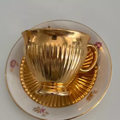 Buy Royal Winton Gold Cup & Saucer Fine Bone  Lusterware  Grimwades England • 10£