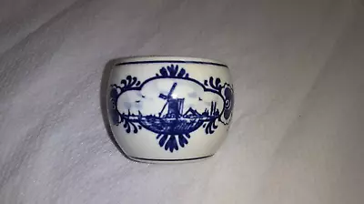 Buy TINY Vintage Delft  Blue Hand Painted Windmill White Container  1.5inches • 9.58£
