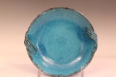 Buy Studio Pottery Vintage MCM Mid Century Blue Flambe Glaze Serving Dish Bowl Plate • 45.52£