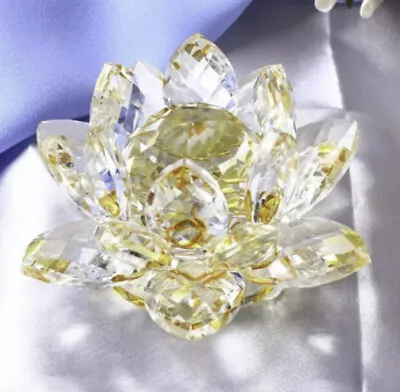 Buy Crystal Lotus Flower Candleholder Fengshui Detailed Cut Ornament. Beautiful Gift • 5.99£