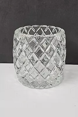Buy Vintage HomCo Votive Candle Holder Clear Cross Cut Glass Diamond Pattern • 5.69£