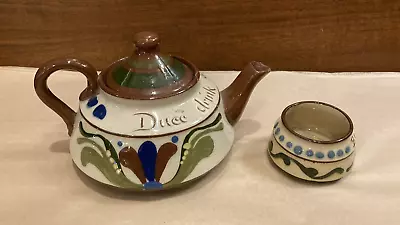 Buy Small 4  Antique Rare TORQUAY MOTTOWARE  Tea Pot  & Salt Devon England • 33.77£