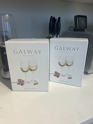 Buy 2 X Set Of 2 Galway Irish Crystal Elegance White Wine Glasses Brand New In Box • 26£