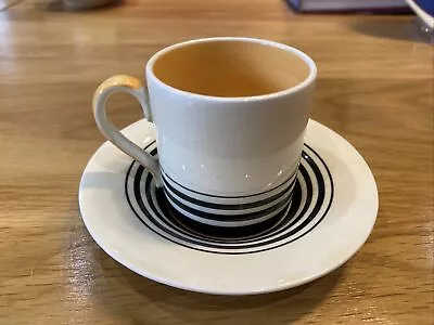 Buy Susie Cooper Coffee Can & Saucer - Graduating Black Band Orange - Mint Condition • 75£