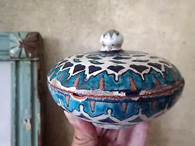 Buy Antique JERUSALEM IZNIK Lidded Bowl Ceramic 1920's • 155£