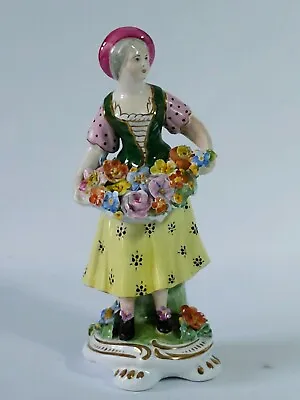 Buy Antique Porcelain Derby Stevenson And Hancock Figure Of Female Flower Seller • 95£