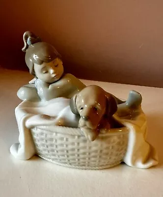 Buy *Nao By Lladro ' Basket For Two' Figurine. 2001.  15cm Wide. VGC. • 12.99£