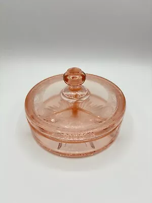 Buy Vintage Pink Etched Depression Glass Divided Relish Dish With Lid • 17.01£