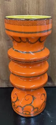 Buy Vintage Antique Dutch Gouda Orange Flora Holland Vase 943 20cm • 32£