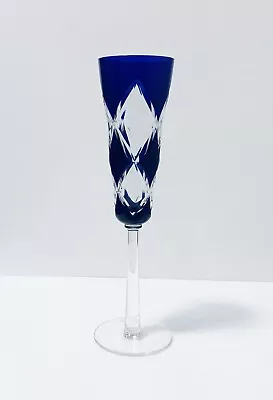 Buy 1 Ajka Design Guild Camelot Cobalt Blue Cut To Clear Champagne Flute • 42.27£