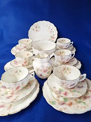 Buy Vintage English China Scalloped Floral 21 Piece Tea Set Excellent • 75£
