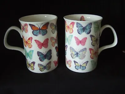 Buy Pair Of Laura Ashley Fine Bone China Tea Coffee Butterfly Mugs • 12.99£