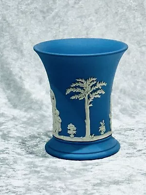 Buy Wedgwood Blue Jasper Jasperware Cameo Posy Vase Desk Tidy Pencil Paintbrush Pot • 33£