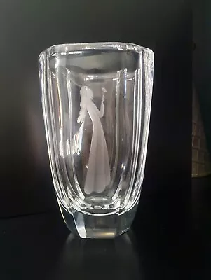 Buy Orrefors Sven Plamqvist Engraved Glass Art Vase Swedish Scandinavian Girl • 29.50£