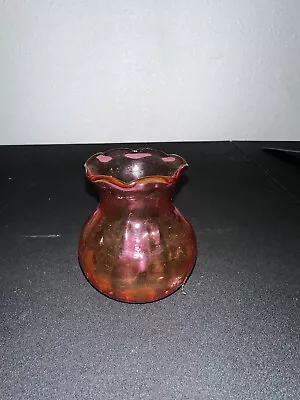 Buy Vintage Red Crackle Glass Bud Vase Hand Blown Art Glass Bottom Glows • 17.36£