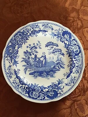 Buy SPODE Blue Room Collection Blue & White Girl At Well Plate In V.G.C Free UK P&P • 12.99£