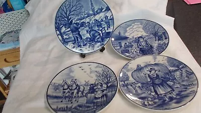 Buy 4 Royal Delft Blue Handwork Plaques 0ver Seven Inches Wide • 22£