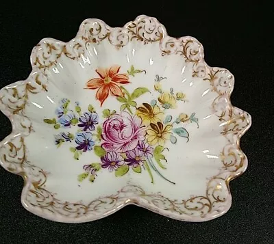 Buy Antique Dresden Small Handpainted Flowers Small German Dish 11cm Wide • 29£