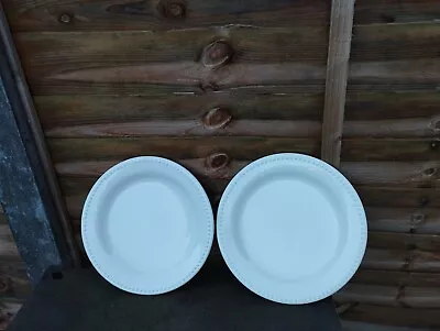 Buy Pottery Barn White Emma Dinner Plate Embossed Beaded Border Portugal Plate X2 • 19.99£