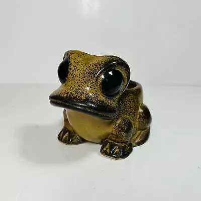 Buy Vintage Studio Pottery Peter John Decor Brown Big Eyed Frog Planter Plant Pot • 16£