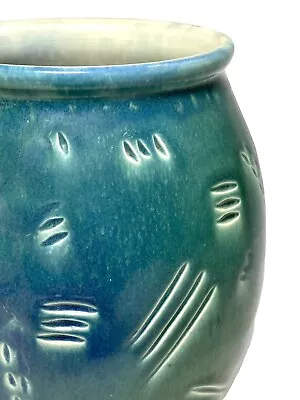 Buy Carved Studio Pottery Ceramic Floral Vase Flambe Drip Glaze Signed O’Brien • 26.95£