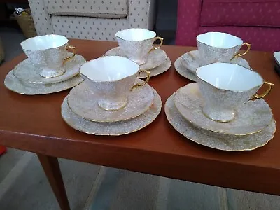 Buy 5 Vintage Hammersley & Co 1876 Pattern Gilded Trios In Very Good Condition  • 32£