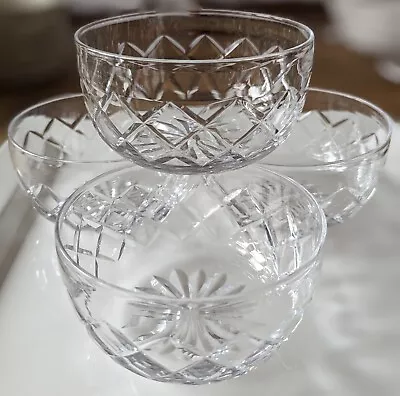 Buy 4 VGC Pretty Vintage Cut Glass Crystal Bowls 4.5  X 2.5  Dessert Nibbles Trifle • 14.99£