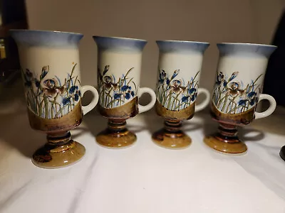 Buy 4 Vintage Otagiri Footed Irish Coffee Mugs Stoneware Iris  • 16.29£