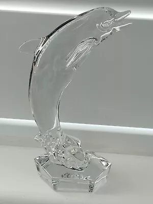 Buy Nachtmann Clear Crystal Dolphin Wave Sculpture Art Glass - Signed -VGC • 16.95£
