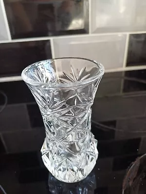 Buy Vintage Cut Glass Vase Small Clear Glass Bud Vase 5 Inches. New Without Tags.  • 2£