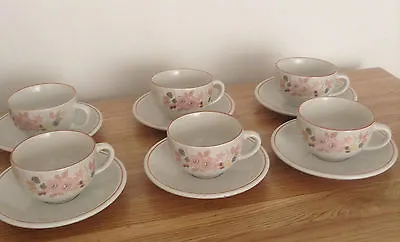Buy BOOTS -  HEDGE ROSE  - CUPS AND SAUCERS X 6 • 15£