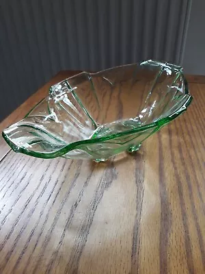 Buy Vintage Art Deco 1930s Pressed Green Glass Fruit Bowl Or Dish • 6.50£