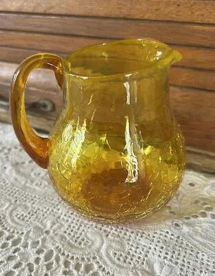 Buy Vintage Hand-Blown Gold Crackle Glass Pitcher/Creamer-Gorgeous • 23.16£
